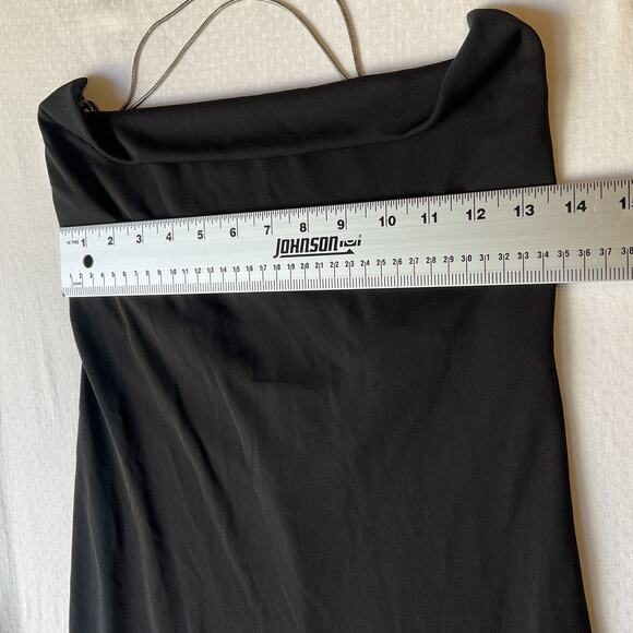 VINTAGE Express Women Long Cocktail Dress Size 1/2 Black Sleeveless Stretchy - Picture 4 of 10